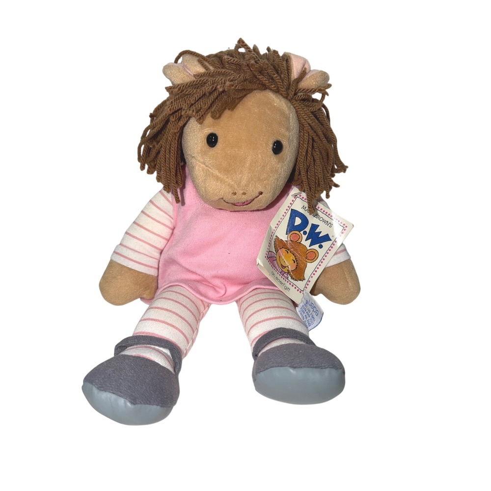 Eden Marc Brown Arthur D.W. Plush Doll Pink Dress Striped Leggings 15" Vintage